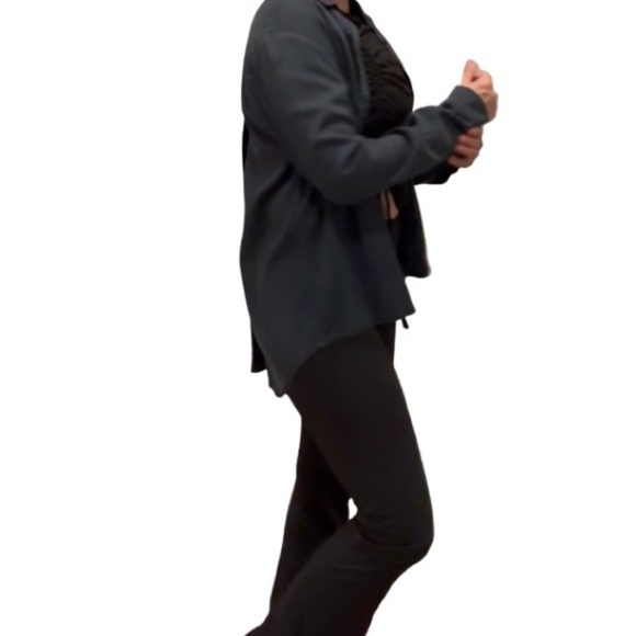 Define Your Inspiration-Women's Blue Button Down Split back Top - Picture 4 of 5